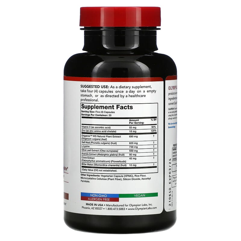 Olympian Labs Inc., Herp-Eeze, 120 Vegetarian Capsules 710013003997