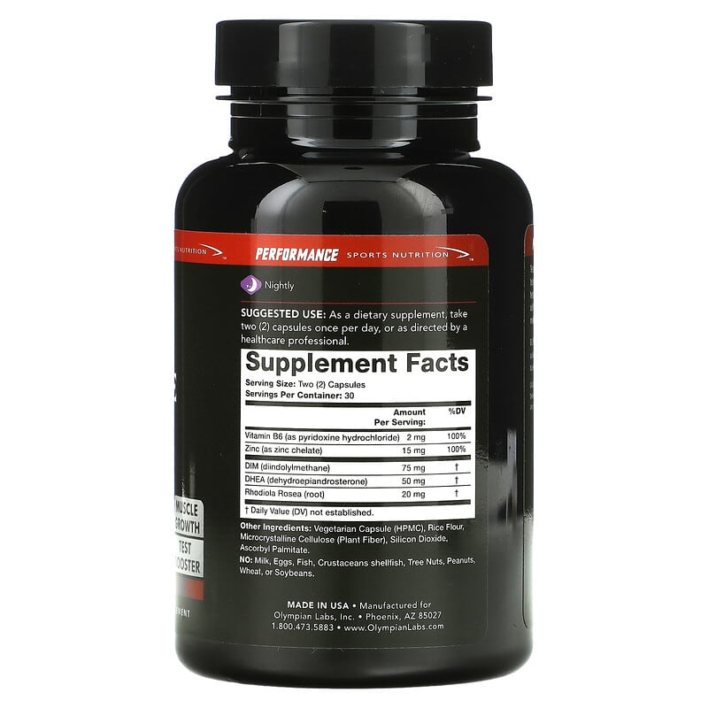 Olympian Labs Inc., Performance Sports Nutrition, Testosterone Booster, 60 Capsules 710013001078