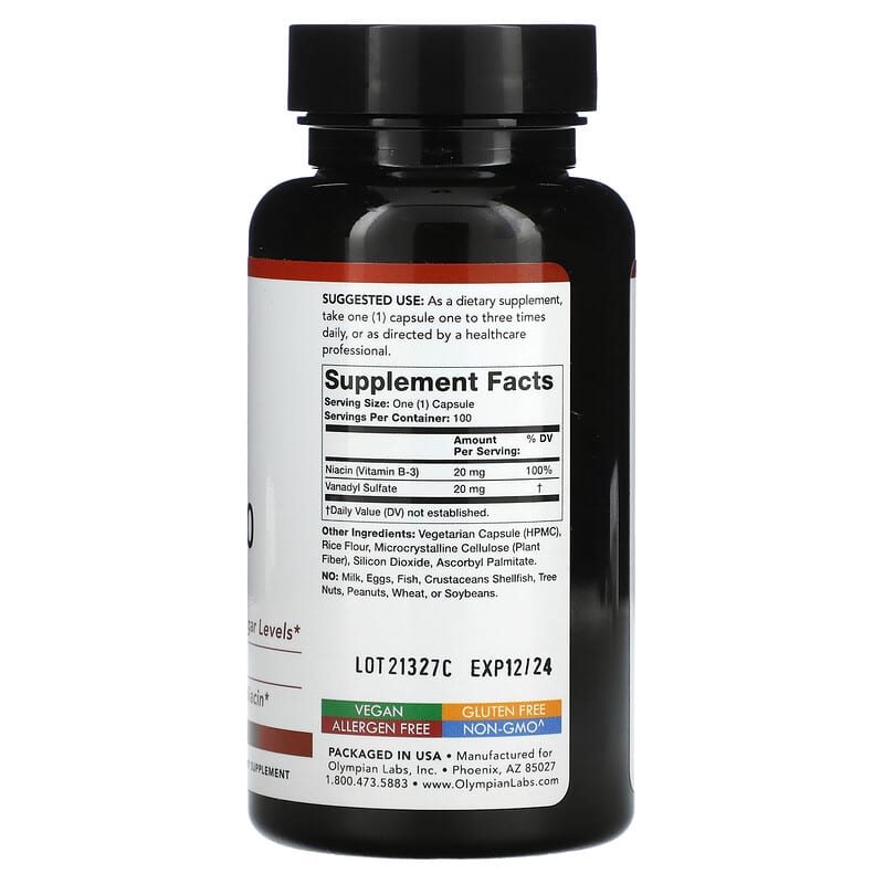 Olympian Labs Inc., Vanadyl Sulfate-20, 100 Vegetarian Capsules 710013000910