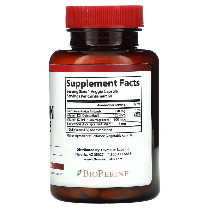 Olympian Labs Inc., Vitamin K2 + D3, 60 Capsules 710013912152