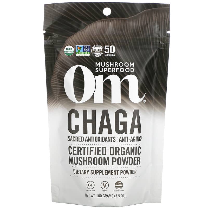 Om Mushrooms Certified Organic Mushroom Powder Chaga 3.5 oz (100 g) 857727004091