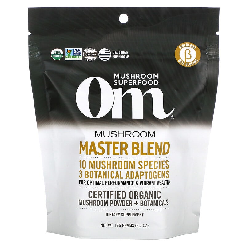 Om Mushrooms Certified Organic Mushroom Powder Mushroom Master Blend 6.2 oz (176 g) 850011996218