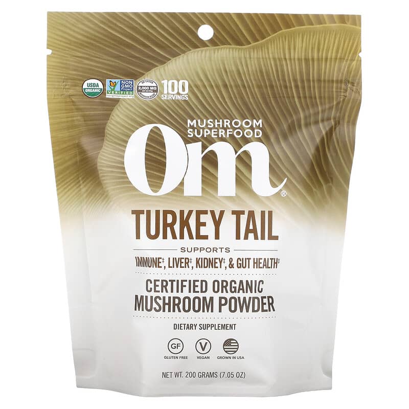 Om Mushrooms Certified Organic Mushroom Powder Turkey Tail 7.05 oz (200 g) 850030553287
