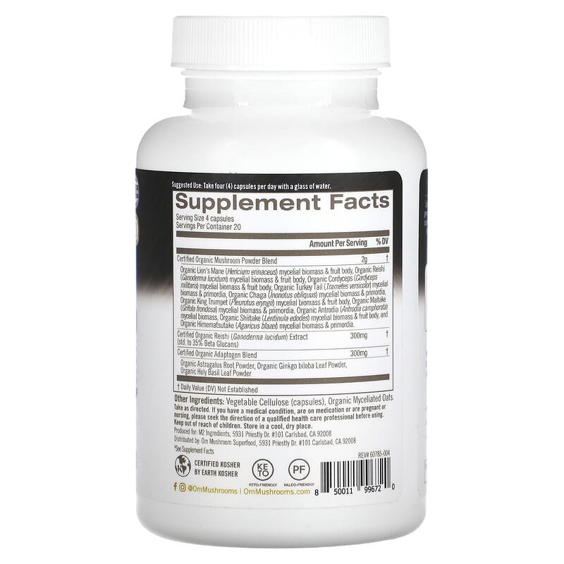 Om Mushrooms, Mushroom Master Blend, 80 Vegetable Capsules 850011996720