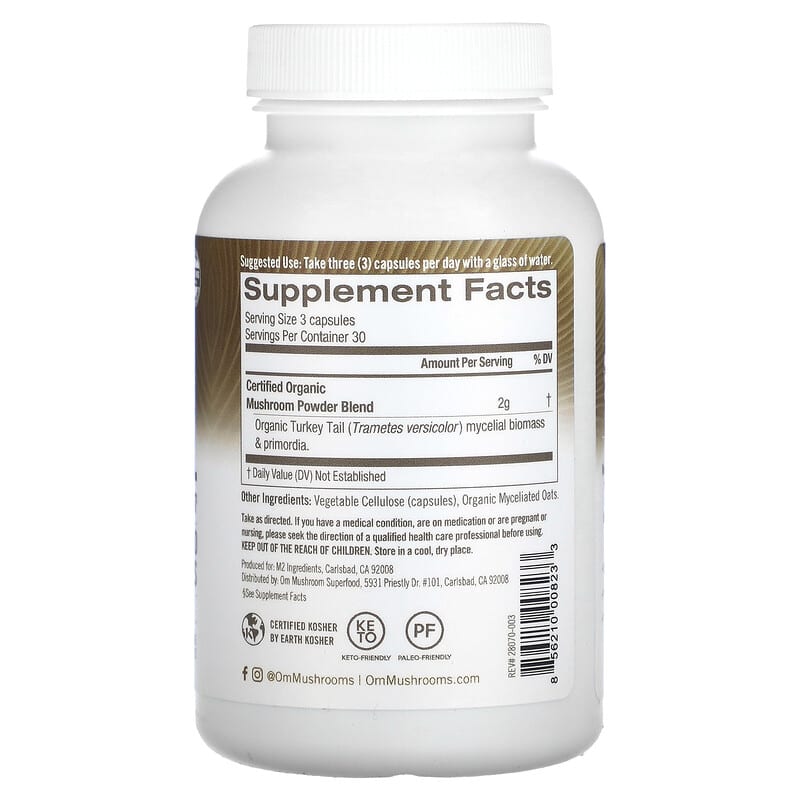 Om Mushrooms, Turkey Tail, 90 Vegetable Capsules 856210008233