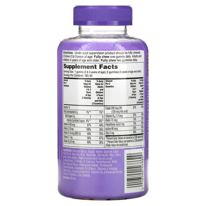 One-A-Day, Kids Complete Multivitamin, Trolls, 180 Gummies 16500568629