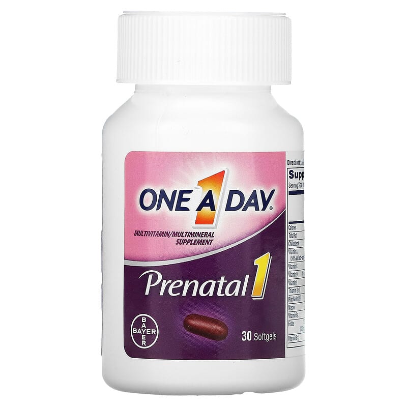 One-A-Day, Prenatal 1 with Folic Acid, DHA & Iron, Multivitamin/Multimineral Supplement, 30 Softgels 16500558170