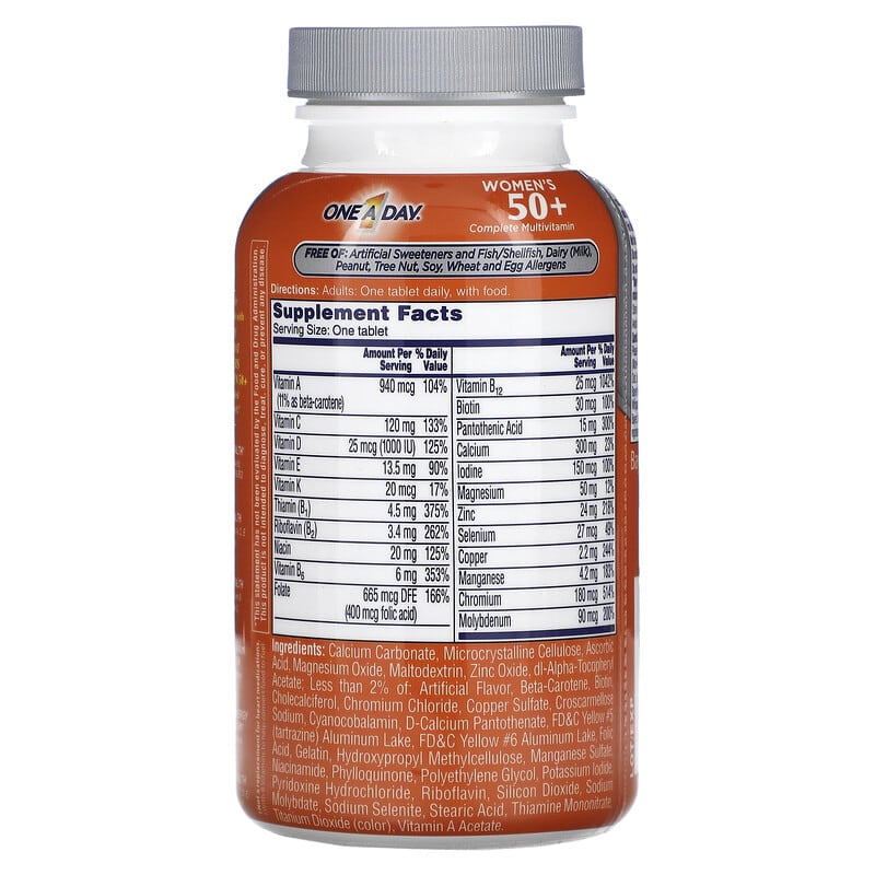 One-A-Day, Women's 50+, Complete Multivitamin, 100 Tablets 16500565314