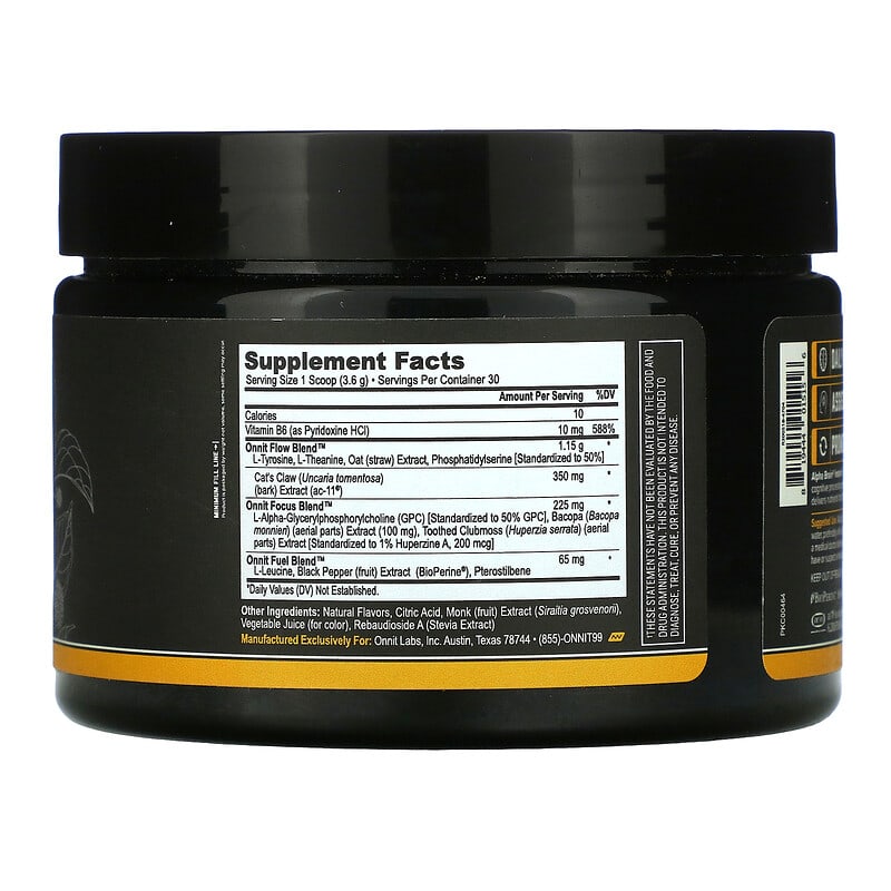 Onnit, Alpha Brain Instant, Memory & Focus, Peach , 3.8 oz (108 g) 819444015156