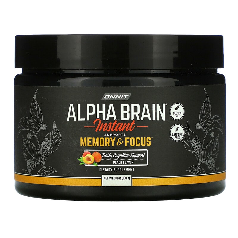 Onnit Alpha Brain Instant Memory & Focus Peach  3.8 oz (108 g) 819444015156