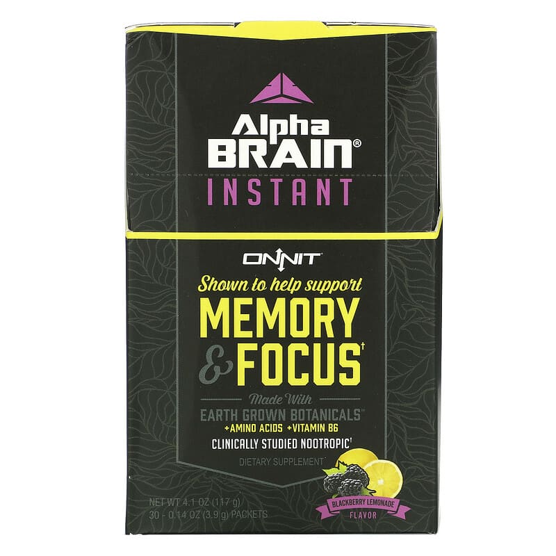 Onnit AlphaBRAIN Instant Memory & Focus Blackberry Lemonade Flavor 30 Packets 0.14 oz (3.9 g) Each 819444016504