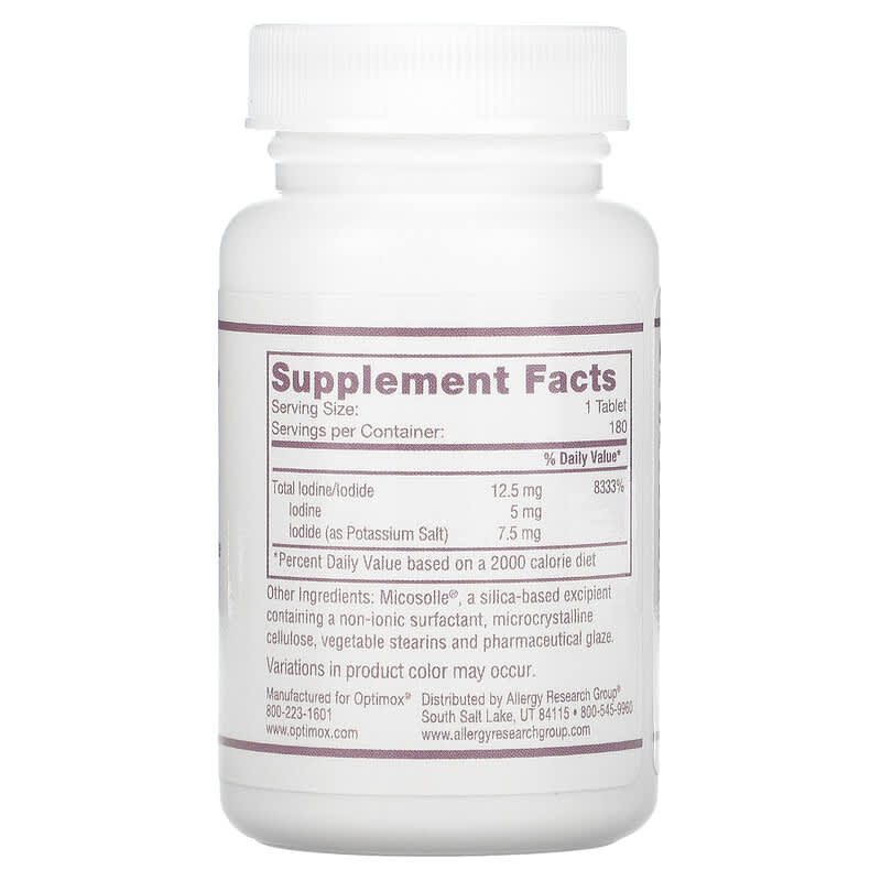 Optimox Corporation, Iodoral, IOD 12.5, 180 Tablets 350520015023