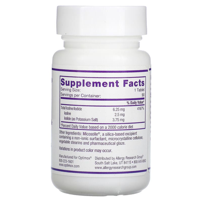 Optimox Corporation, Iodoral, IOD, 6.25 mg, 90 Scored Tablets 350520015054