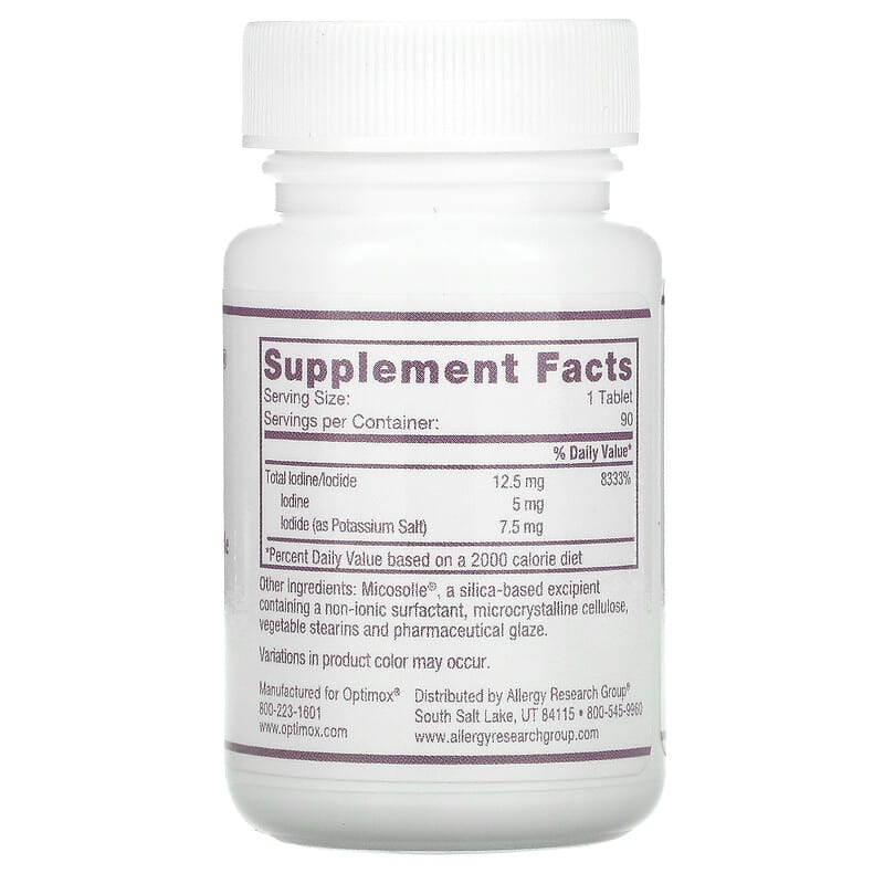 Optimox Corporation, Iodoral, Iodine/Potassium Iodide, 90 Tablets 350520015016
