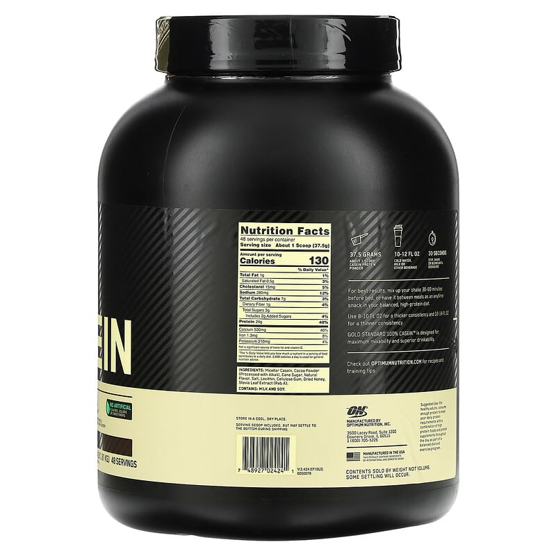 Optimum Nutrition, Gold Standard 100% Casein, Chocolate, 4 lb (1.81 kg) 748927024241