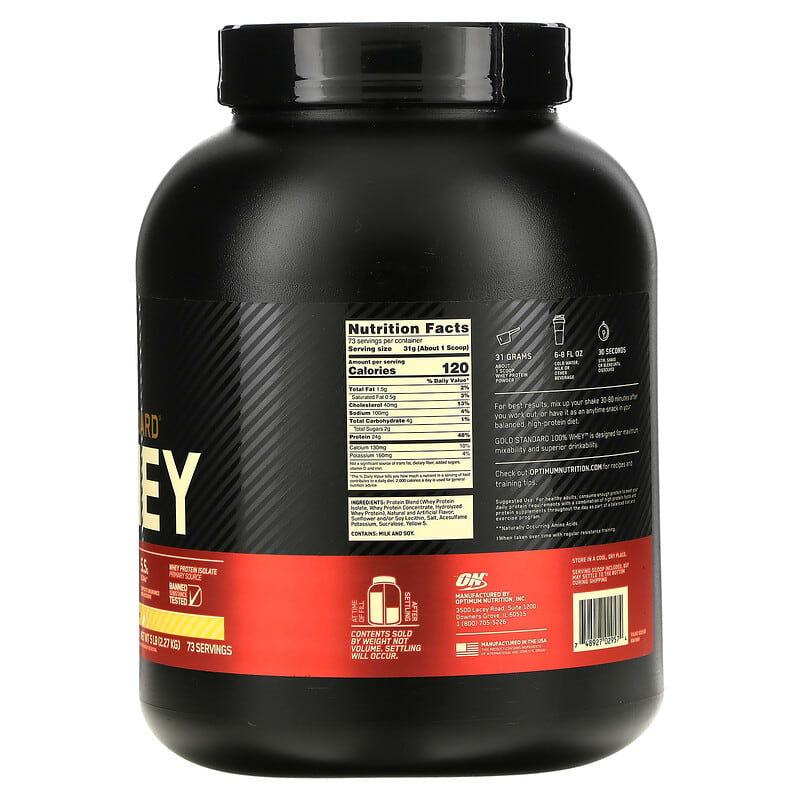 Optimum Nutrition, Gold Standard 100% Whey, Banana Cream, 5 lb (2.27 kg) 748927029574
