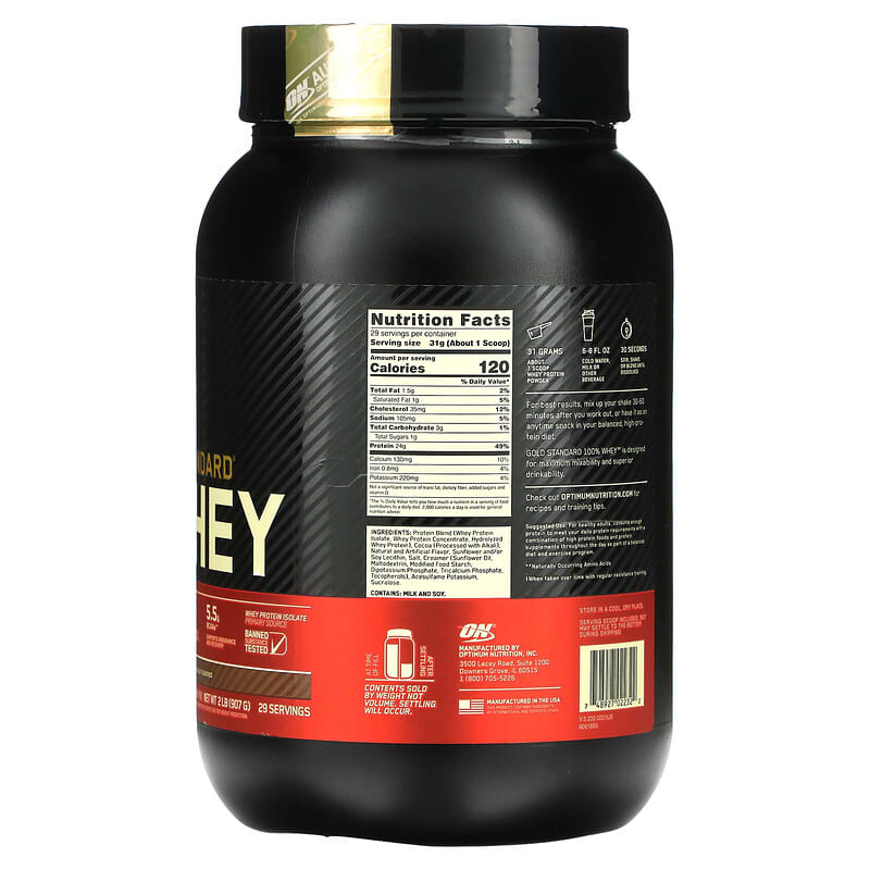 Optimum Nutrition, Gold Standard 100% Whey, Chocolate Malt, 2 lb (907 g) 748927022322