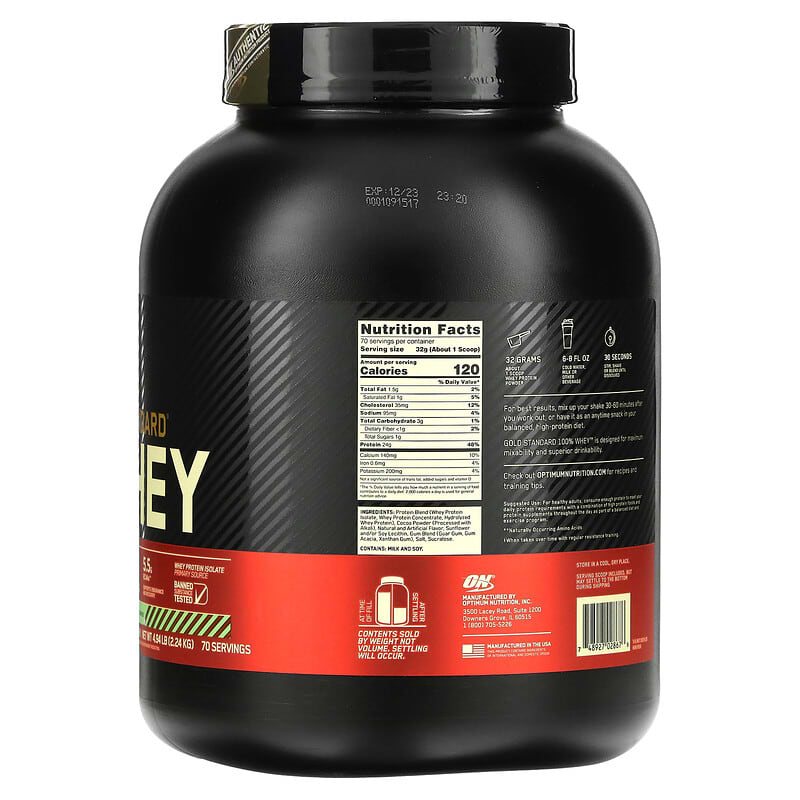 Optimum Nutrition, Gold Standard 100% Whey, Chocolate Mint, 4.94 lbs (2.24 kg) 748927028676