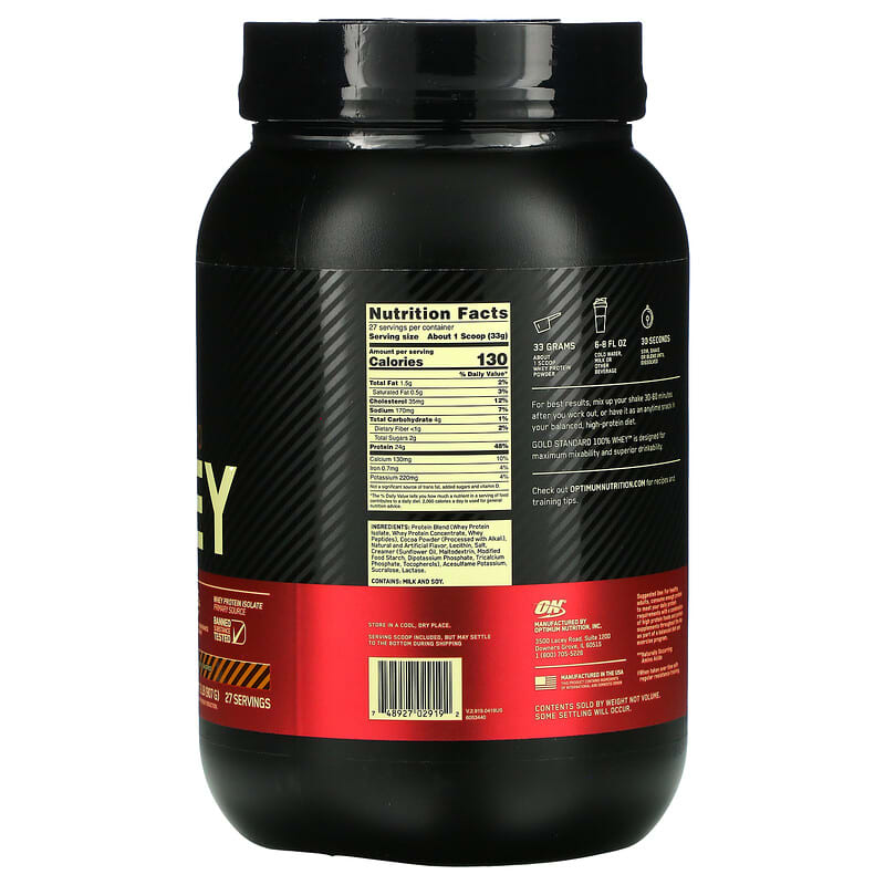 Optimum Nutrition, Gold Standard 100% Whey, Chocolate Peanut Butter, 2 lb (907 g) 748927029192