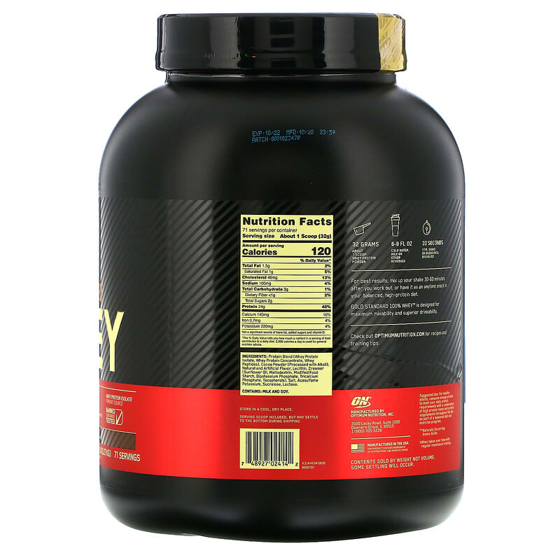 Optimum Nutrition, Gold Standard 100% Whey, Extreme Milk Chocolate, 5 lb (2.27 kg) 748927024142