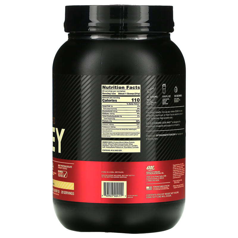 Optimum Nutrition, Gold Standard 100% Whey, French Vanilla Crème, 2 lb (907 g) 748927024111