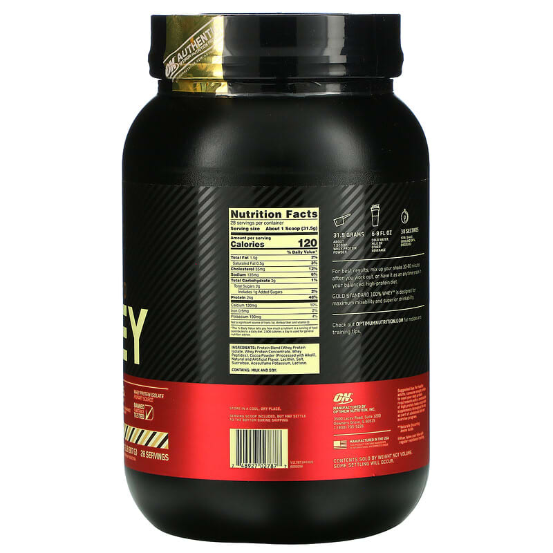 Optimum Nutrition, Gold Standard 100% Whey, Rocky Road, 2 lb (907 g) 748927027877