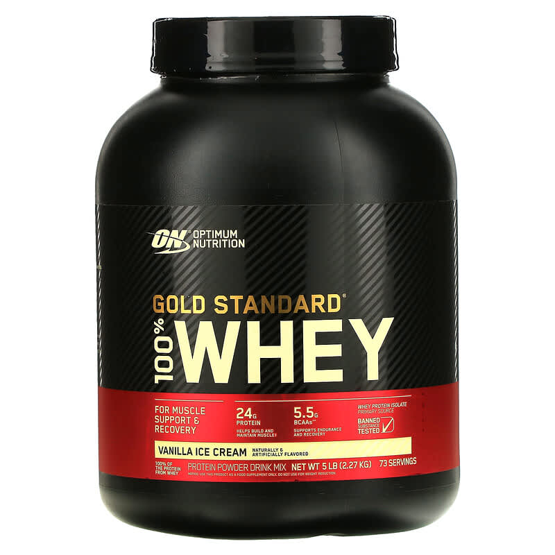 Optimum Nutrition Gold Standard 100% Whey Vanilla Ice Cream 5 lb (2.27 kg) 748927028706