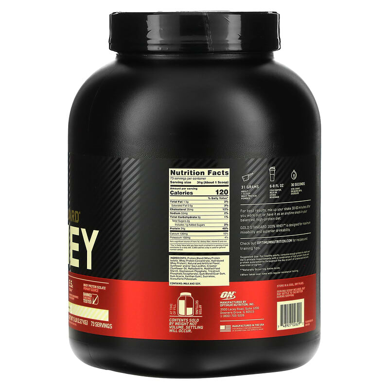 Optimum Nutrition, Gold Standard 100% Whey, White Chocolate, 5 lbs (2.27 kg) 748927026290