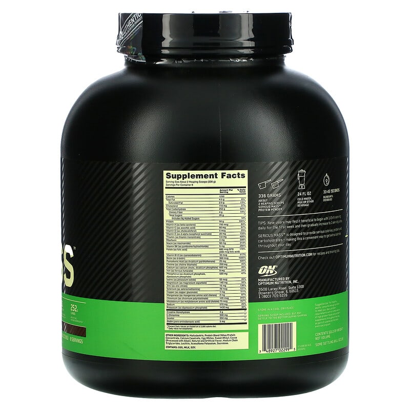 Optimum Nutrition, Serious Mass, Chocolate, 6 lb (2.72 kg) 748927022995