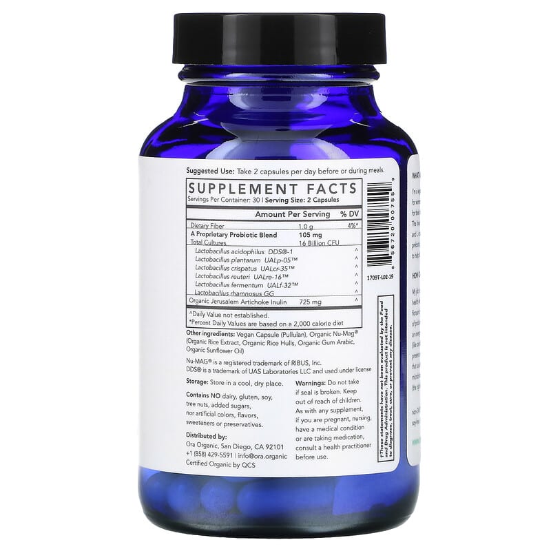 Ora, Lady Bugs, Women's Probiotic & Prebiotic Supplement, 60 Capsules 856720007559