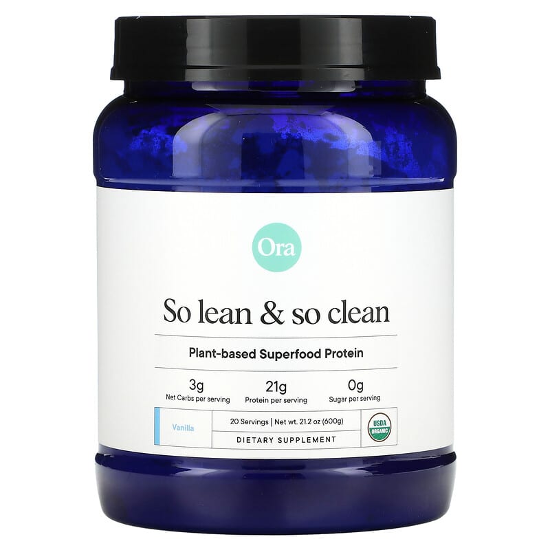 Ora So Lean & So Clean Plant-Based Superfood Protein Vanilla 21.2 oz (600 g) 856720007009