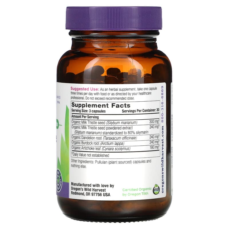 Oregons Wild Harvest, Milk Thistle Dandelion, 90 Vegan Capsules 706195000855
