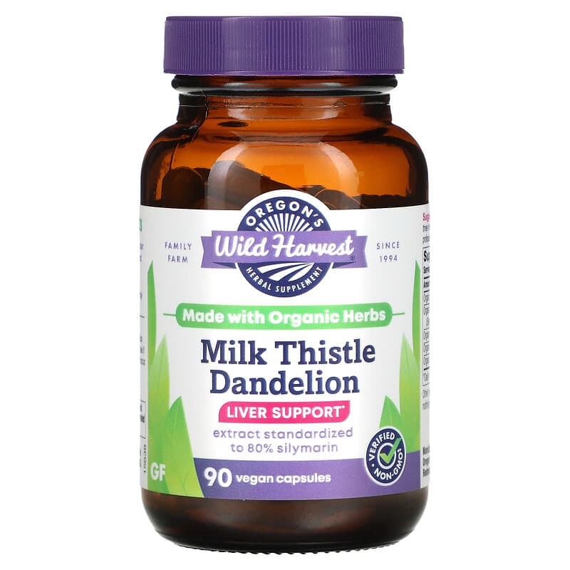 Oregons Wild Harvest Milk Thistle Dandelion 90 Vegan Capsules 706195000855
