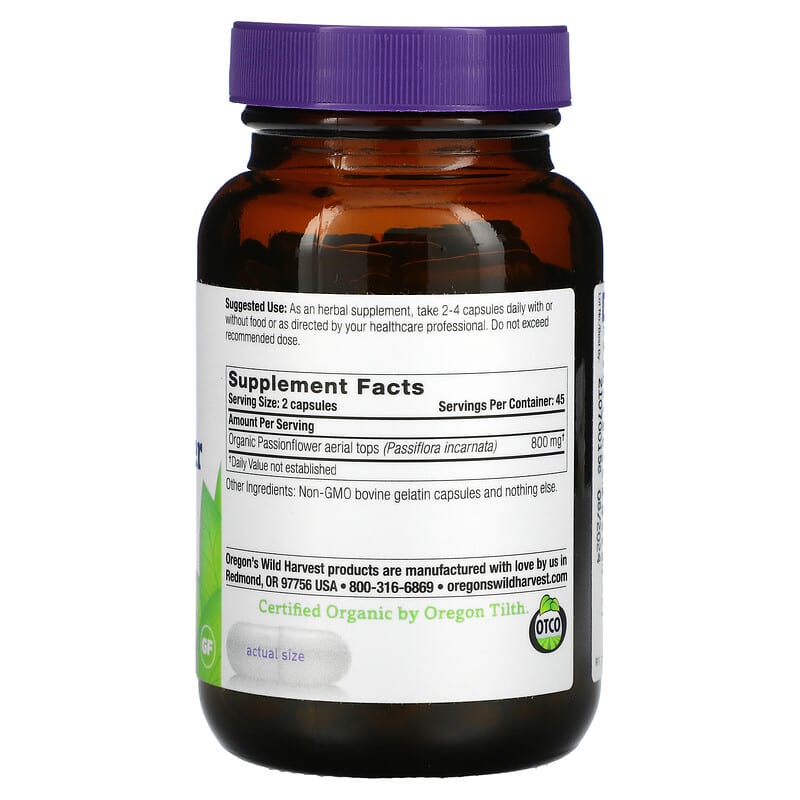 Oregons Wild Harvest, Passionflower, 90 Gelatin Capsules 706195004501