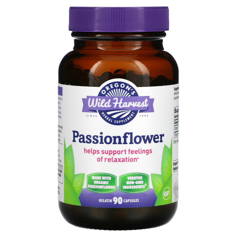 Oregons Wild Harvest Passionflower 90 Gelatin Capsules 706195004501