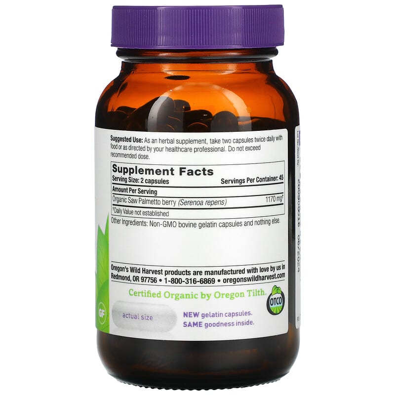 Oregons Wild Harvest, Saw Palmetto, 90 Gelatin Capsules 706195000534