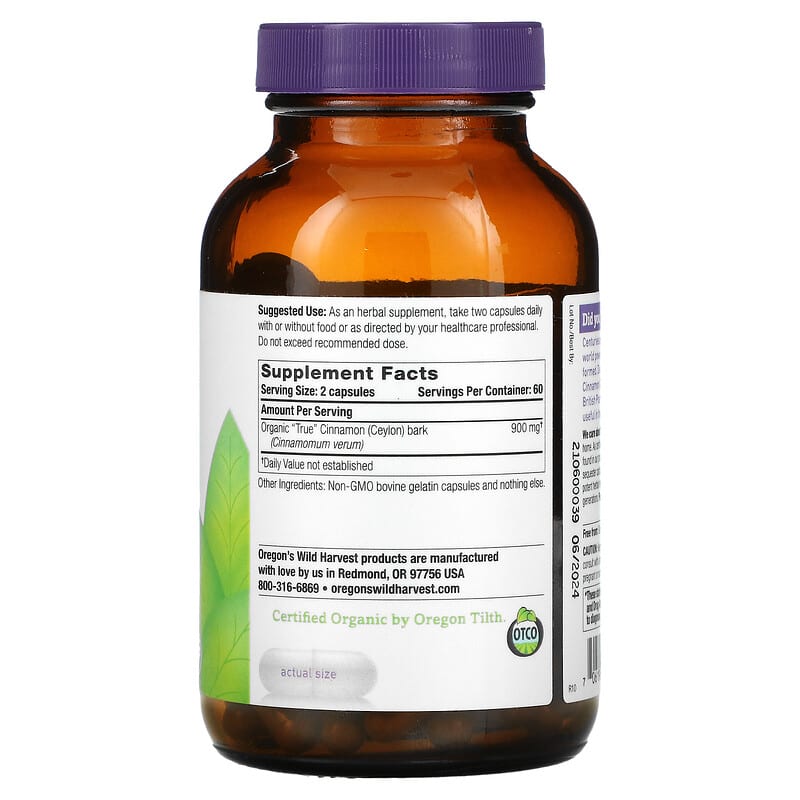 Oregons Wild Harvest, True Cinnamon, 120 Capsules 706195106014