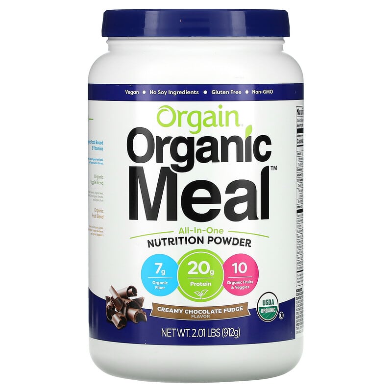 Orgain Organic Meal All-In-One Nutrition Powder Creamy Chocolate Fudge 2.01 lbs (912 g) 851770003360