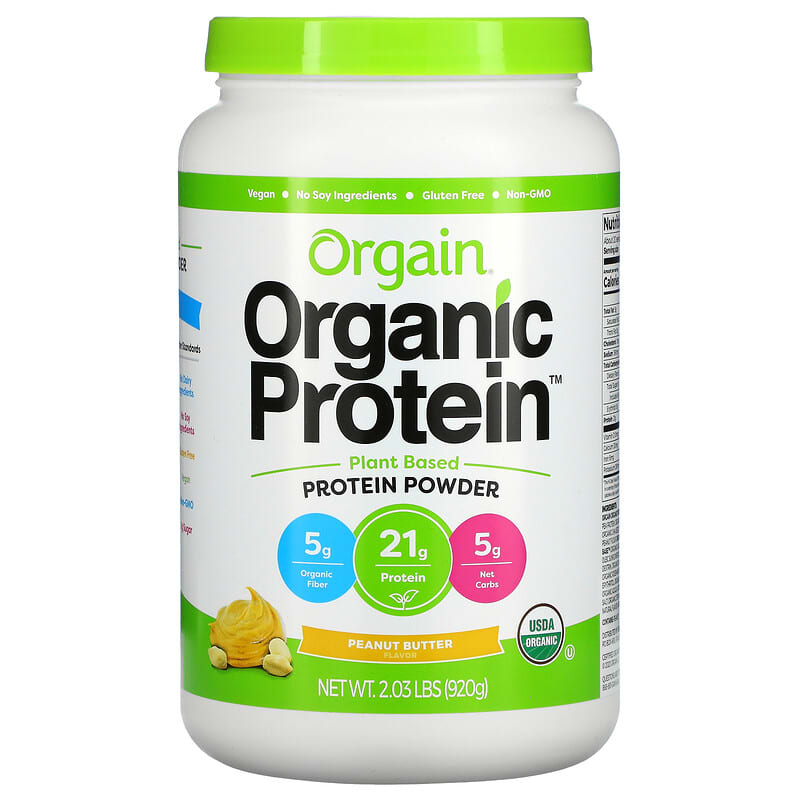 Orgain Organic Protein Powder Plant Based Peanut Butter 2.03 lb (920 g) 851770006620