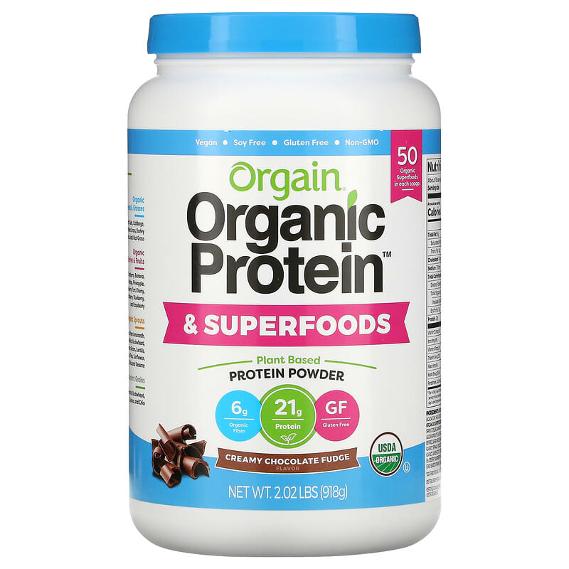 Orgain Organic Protein & Superfoods Powder Plant Based Creamy Chocolate Fudge 2.02 lbs (918 g) 851770006866