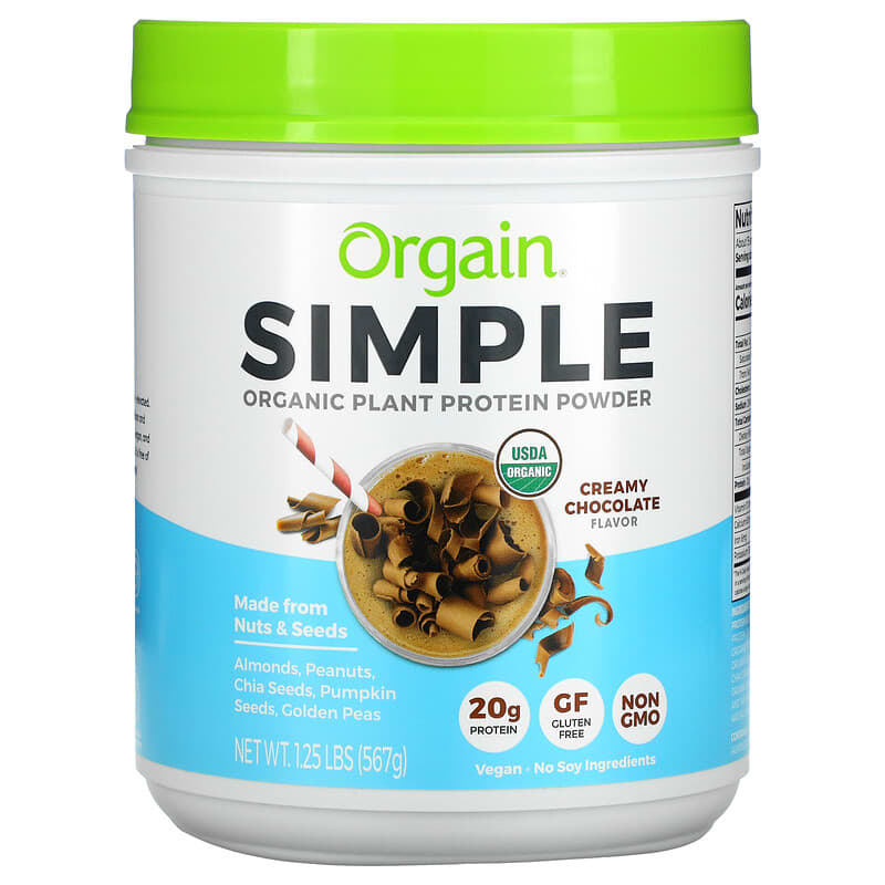 Orgain Simple Organic Plant Protein Powder Creamy Chocolate 1.25 lb (567 g) 851770007474