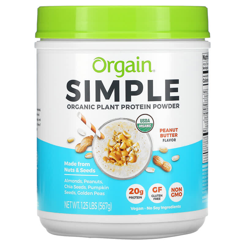 Orgain Simple Organic Plant Protein Powder Peanut Butter 1.25 lb (567 g) 851770007498