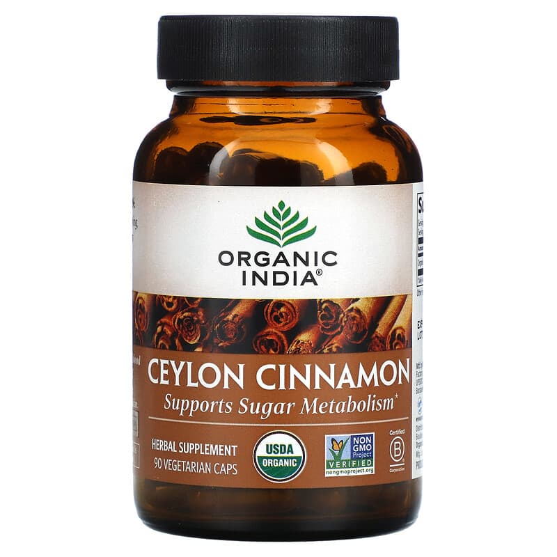 Organic India Ceylon Cinnamon 90 Vegetarian Caps 801541512584