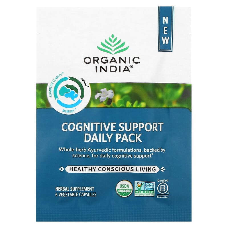 Organic India, Cognitive Support Daily Pack, 30 Daily Packs, 180 Vegetable Capsules 850021635206