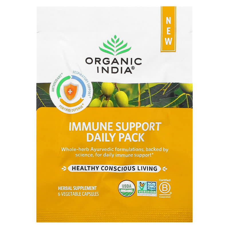 Organic India, Immune Support Daily Pack, 30 Daily Packs, 180 Vegetable Capsules 850021635176