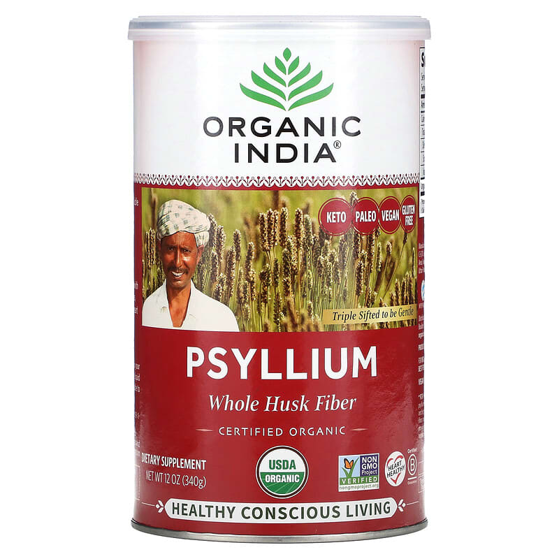 Organic India Psyllium Whole Husk Fiber 12 oz (340 g) 801541107612