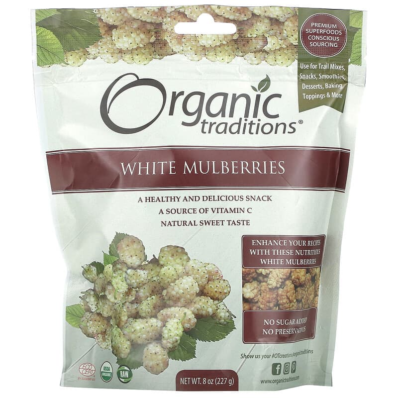 Organic Traditions White Mulberries 8 oz (227 g) 627733003230