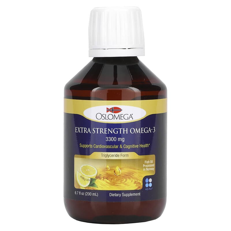 Oslomega Extra Strength Omega 3 Fish Oil Natural Lemon Flavor 3,300 mg 6.7 fl oz (200 ml) 898220013876