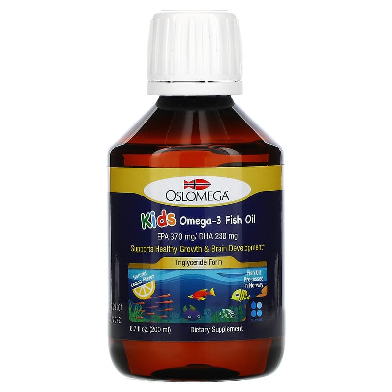 Oslomega Norwegian Kids Omega-3 Fish Oil Natural Lemon Flavor 6.7 fl oz (200 ml) 898220013883