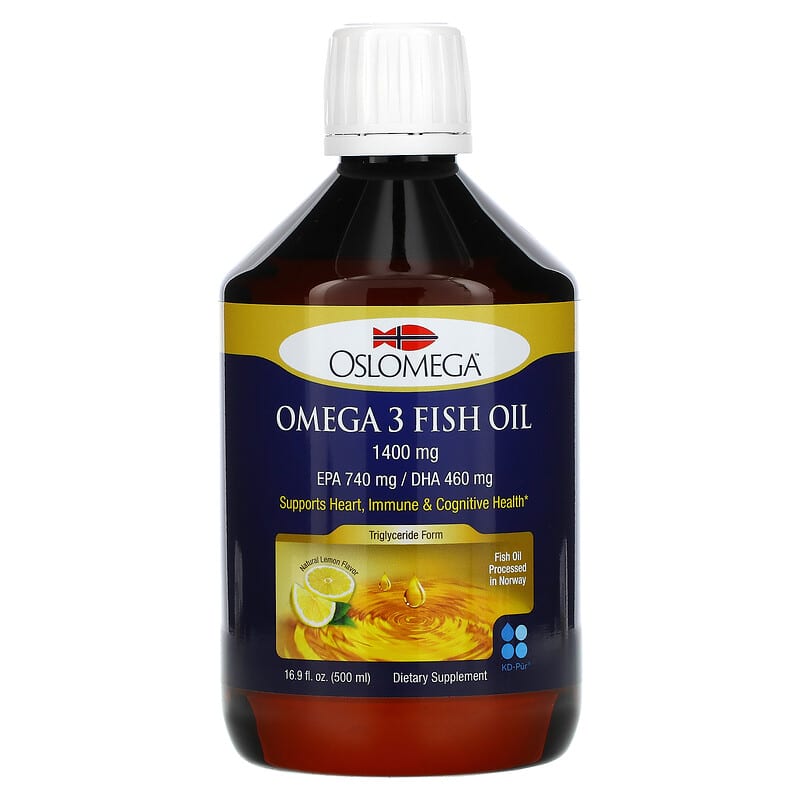 Oslomega Omega-3 Fish Oil Natural Lemon Flavor 1400 mg 16.9 fl oz (500 ml) 898220013890